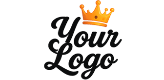Uploaded script logo with a gold crown, cleaned up and print-ready